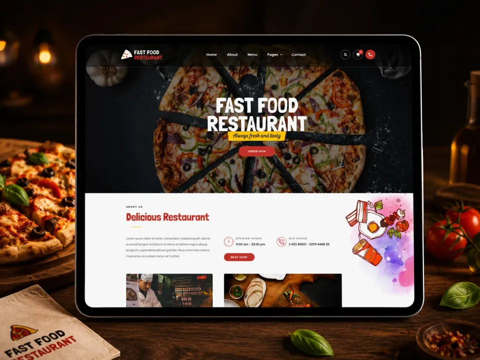 Sitio web · Comida rápida con reservas