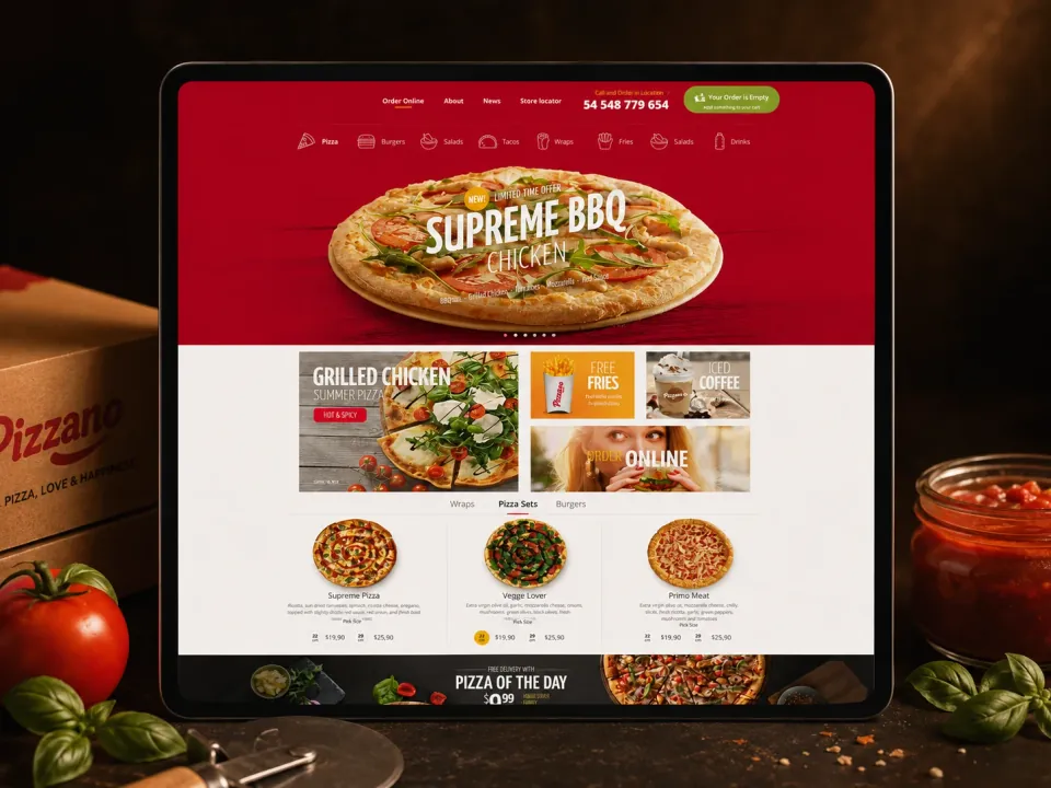 Sitio web · Pizzería con delivery