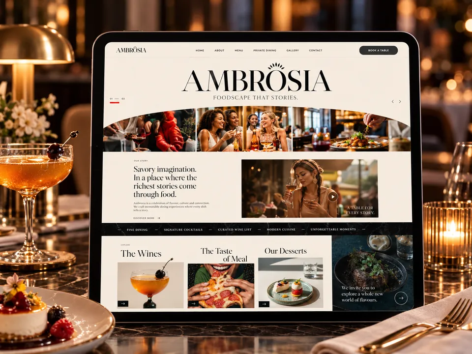 Sitio de un restaurante en una tableta sobre una mesa con copas